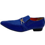 Sapato Masculino Italiano em Couro Social Executivo Azul Canson Bico Fino Ref: 103 Azul