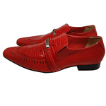 Sapato Masculino Italiano em Couro Social Executivo Vermelho Old Bico Fino Ref: 106 Vermelho