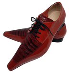 Sapato Masculino Italiano em Couro Social Executivo Vermelho Red Oil Bico Fino Ref: 107 Vermelho