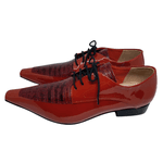 Sapato Masculino Italiano em Couro Social Executivo Vermelho Red Oil Bico Fino Ref: 107 Vermelho