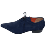 Sapato Masculino Italiano em Couro Social Executivo Azul Cesar Bico Fino Ref: 111 Azul