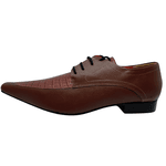 Sapato Masculino Italiano em Couro Social Executivo Marrom Bird Bico Fino Ref: 113 Marrom