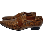 Sapato Masculino Italiano em Couro Social Executivo Marrom Beetle Bico Fino Ref: 120 Marrom