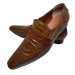 Sapato Masculino Italiano em Couro Social Executivo Marrom Beetle Bico Fino Ref: 120 Marrom