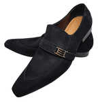 Sapato Masculino Italiano em Couro Social Executivo Preto Goggins Bico Fino Ref: 121 Preto