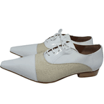 Sapato Masculino Italiano em Couro Social Executivo Branco Bonsoire Bico Fino Ref: 122 Branco