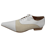 Sapato Masculino Italiano em Couro Social Executivo Branco Bonsoire Bico Fino Ref: 122 Branco