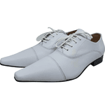 Sapato Masculino Italiano em Couro Social Executivo Branco Caze Bico Fino Ref: 134 Branco