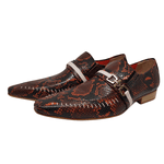 Sapato Masculino Italiano em Couro Social Executivo Cobra Laranja Ref: 141 Laranja