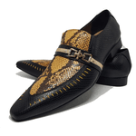 Sapato Masculino Italiano em Couro Social Executivo Cobra Dourado Drão Ref: 154 Dourado
