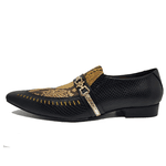Sapato Masculino Italiano em Couro Social Executivo Cobra Dourado Drão Ref: 154 Dourado