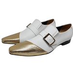 Sapato Masculino Italiano em Couro Social Executivo Branco Eilish Bico Fino Ref: 165 Branco