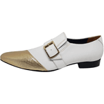 Sapato Masculino Italiano em Couro Social Executivo Branco Eilish Bico Fino Ref: 165 Branco