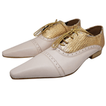 Sapato Masculino Italiano em Couro Social Executivo Dourado Scriptura Bico Clássico Ref: 168 Dourado