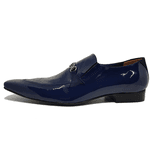 Sapato Masculino Italiano em Couro Social Executivo Azul Santi Bico Fino Ref: 169 Azul