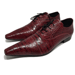 Sapato Masculino Italiano em Couro Social Executivo Vermelho Fide Bico Fino Ref: 170 Vermelho