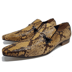 Sapato Masculino Italiano em Couro Social Executivo Cobra Amarelo Deo Bico Fino Ref: 172 Amarelo