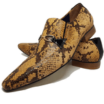 Sapato Masculino Italiano em Couro Social Executivo Cobra Amarelo Deo Bico Fino Ref: 172 Amarelo