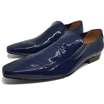 Sapato Masculino Italiano em Couro Social Executivo Azul Port Royal Bico Fino Ref: 180 Azul