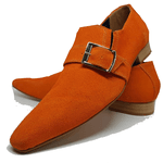 Sapato Masculino Italiano em Couro Social Executivo Laranja Sonic Bico Fino Ref: 183 Laranja