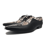 Sapato Masculino Italiano em Couro Social Executivo Cobra Preto L'homme Bico Fino Ref: 197 Preto