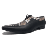 Sapato Masculino Italiano em Couro Social Executivo Cobra Preto L'homme Bico Fino Ref: 197 Preto