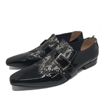 Sapato Masculino Italiano em Couro Social Executivo Cobra Preto Dorothy Bico Fino Ref: 201 Preto
