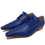 Sapato Masculino Italiano em Couro Social Executivo Azul Aristocrat Bico Fino Ref: 203 Azul