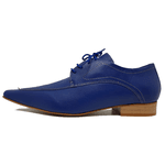 Sapato Masculino Italiano em Couro Social Executivo Azul Aristocrat Bico Fino Ref: 203 Azul