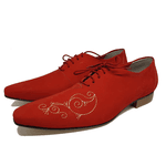 Sapato Masculino Italiano em Couro Social Executivo Vermelho Angel Bico Fino Ref: 204 Vermelho