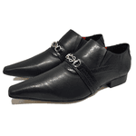 Sapato Masculino Italiano em Couro Social Executivo Preto Polo Bico Fino Ref: 211 Preto