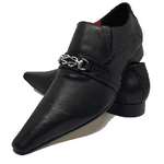 Sapato Masculino Italiano em Couro Social Executivo Preto Polo Bico Fino Ref: 211 Preto