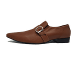 Sapato Masculino Italiano em Couro Social Executivo Marrom Gyllenhaal Bico Fino Ref: 218 Marrom