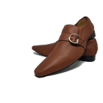 Sapato Masculino Italiano em Couro Social Executivo Marrom Gyllenhaal Bico Fino Ref: 218 Marrom