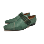 Sapato Masculino Italiano em Couro Social Executivo Verde Wave Bico Fino Ref: 228 Verde