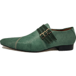 Sapato Masculino Italiano em Couro Social Executivo Verde Wave Bico Fino Ref: 228 Verde