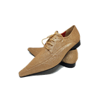 Sapato Masculino Italiano em Couro Social Executivo Dourado Le grand Bico Fino Ref: 231 Dourado