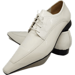 Sapato Masculino Italiano em Couro Social Executivo Branco Bressane Bico Fino Ref: 238 Branco