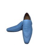 Sapato Masculino Italiano em Couro Social Executivo Azul Nietzche Bico Fino Ref: 243 Azul