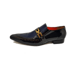 Sapato Masculino Italiano em Couro Social Executivo Azul Muscle Bico Fino Ref: 246 Azul