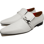 Sapato Masculino Italiano em Couro Social Executivo Branco Universe Bico Fino Ref: 251 Branco