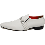 Sapato Masculino Italiano em Couro Social Executivo Branco Universe Bico Fino Ref: 251 Branco