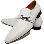 Sapato Masculino Italiano em Couro Social Executivo Branco Universe Bico Fino Ref: 251 Branco