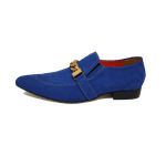 Sapato Masculino Italiano em Couro Social Executivo Azul Return Bico Fino Ref: 252 Azul