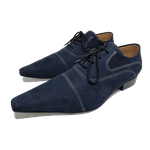 Sapato Masculino Italiano em Couro Social Executivo Azul Deep Bico Fino Ref: 268 Azul