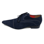 Sapato Masculino Italiano em Couro Social Executivo Azul Deep Bico Fino Ref: 268 Azul