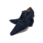 Sapato Masculino Italiano em Couro Social Executivo Azul Deep Bico Fino Ref: 268 Azul