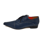 Sapato Masculino Italiano em Couro Social Executivo Azul Marcel Bico Fino Ref: 272 Azul