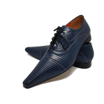 Sapato Masculino Italiano em Couro Social Executivo Azul Marcel Bico Fino Ref: 272 Azul
