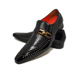 Sapato Masculino Italiano em Couro Social Executivo Preto Hardy Bico Fino Ref: 280 Preto